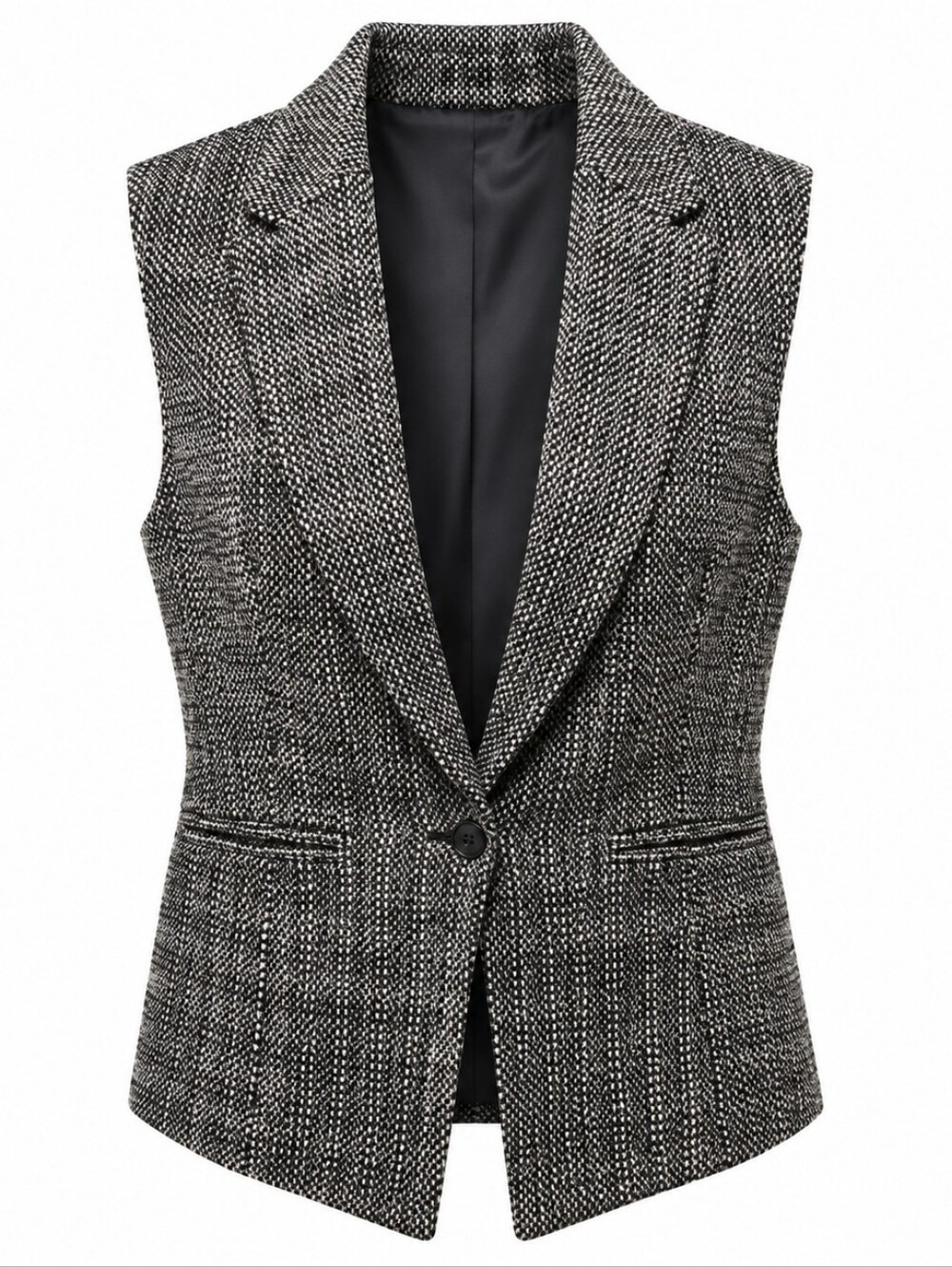 Banana Republic XS Petite Boucle Tailored Vest Black White Lined Corporate Chic